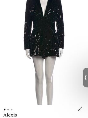Alexis Black Sequin Wrap Mini Romper